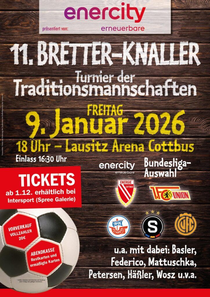 Ein Plakat für das 11. Bretterknaller Turnier der Traditionsmannschaften